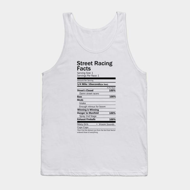 Street Racing Facts Tank Top by hoddynoddy